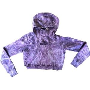 Forever 21 Customized Tie Dye Cropped Hoodie Size Small Keyhole Hooded Crop Top